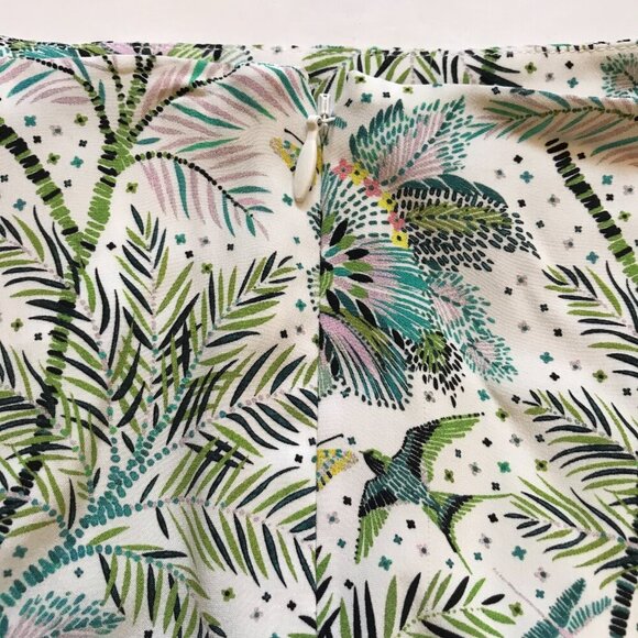 Charlotte Brody Tiered Mini Skirt Womens 0 Green White Floral High Rise Silk - Picture 7 of 8